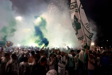 Sao Paulo (SP), 10 Ekim 2023 - Sao Paulo 'nun batısındaki Allianz Parque' da futbol taraftarlarının LIBERTADORES / PALMEIRAS.
