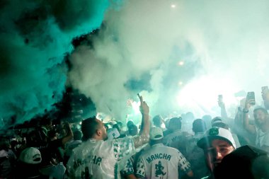 Sao Paulo (SP), 10 Ekim 2023 - Sao Paulo 'nun batısındaki Allianz Parque' da futbol taraftarlarının LIBERTADORES / PALMEIRAS.