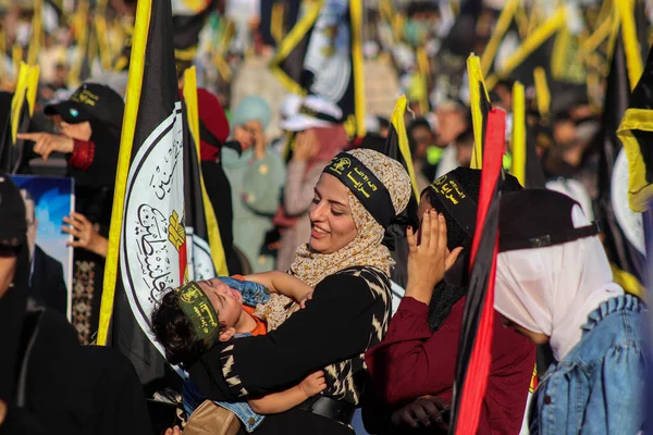 Marcha Partidários Movimento Palestino Jihad Islâmica Outubro 2023 Gaza Palestina — Fotografia de Stock