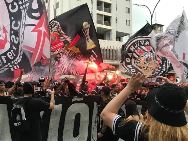 Sao Paulo Brazilië 2023 Georganiseerde Corinthians Fans Protesteerden Voor Het — Stockfoto