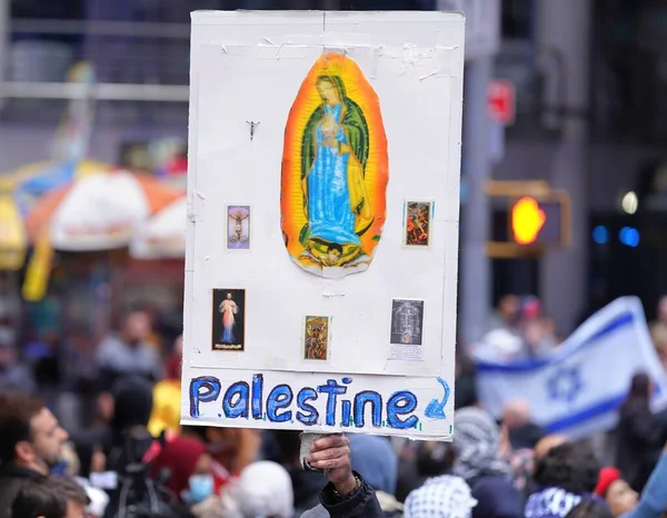 Protesta Entre Israelíes Palestinos Grupo Times Square Octubre 2023 Nueva —  Fotos de Stock
