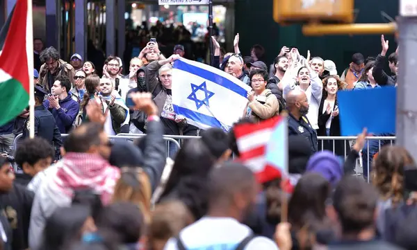 Protest Tussen Israëlisch Palestijnse Groep Times Square Oktober 2023 New — Stockfoto