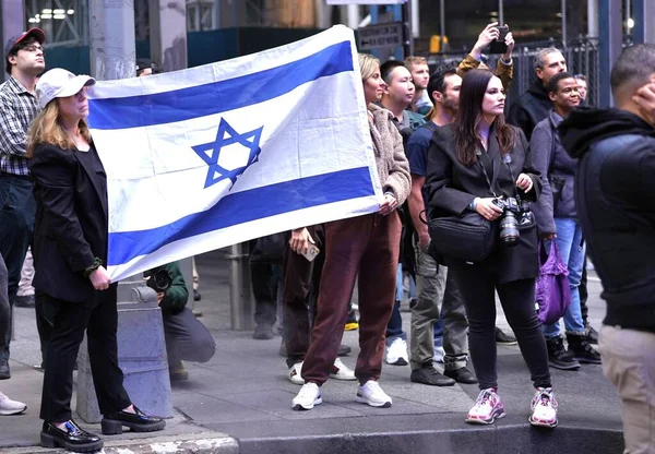 Protest Israeli Palestinians Group Times Square October 2023 New York — Stock Photo, Image