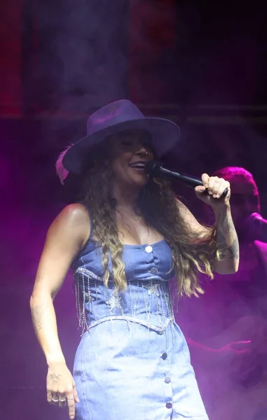stock image Sao Paulo (SP), Brazil 10/08/2023 - Show by singer Lauana Prado at the 6th EDITION of Sao Paulo Oktoberfest which takes place at Ginasio do Ibirapuera between the 6th and 22nd of October 2023. 