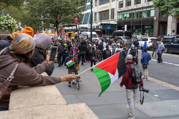 Rassemblement Pro Palestinien Mars Times Square New York Alors Israël — Photo