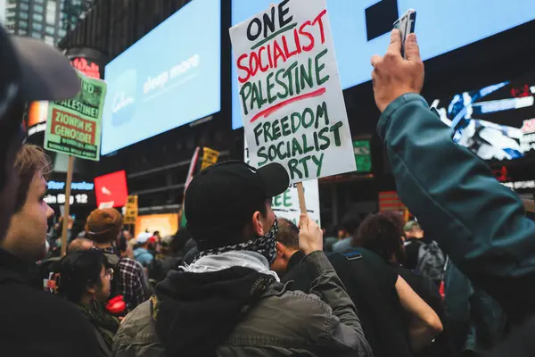 Protesta Palestinese Times Square Consolato Israeliano Ottobre 2023 New York — Foto Stock