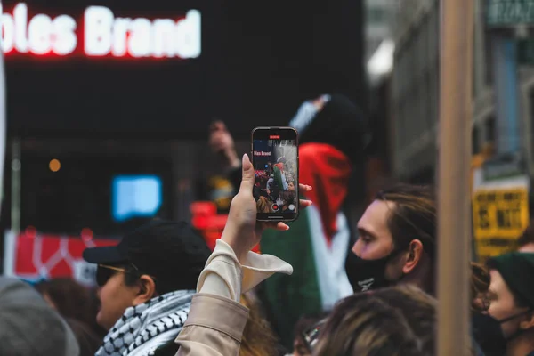 Palestinier Protesterar Från Times Square Till Israels Konsulat Oktober 2023 — Stockfoto