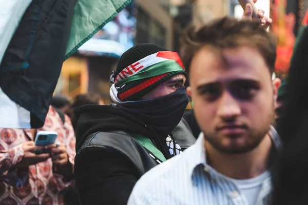 Palestinos Protestan Desde Times Square Hasta Consulado Israelí Octubre 2023 —  Fotos de Stock