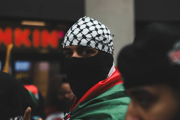 Протест Палестинцев Таймс Сквер Израильского Консульства Октября 2023 Года Нью — стоковое фото
