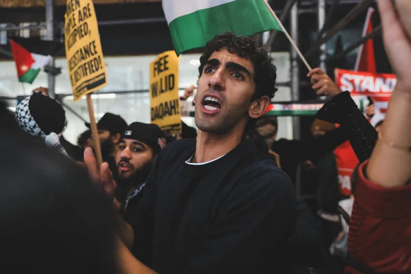Protesta Palestinese Times Square Consolato Israeliano Ottobre 2023 New York — Foto Stock