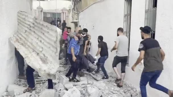 Massive Destruction Nakheel Residential Building Isra Warplanes Located Wahda Street — Stock Video