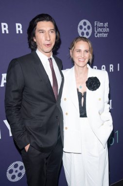 61. New York Film Festivali - Ferrari. 13 Ekim 2023, New York, New York, ABD: Adam Driver ve Joanne Tucker, Alice Tully Hall, Lincoln Center 'da düzenlenen 61. 