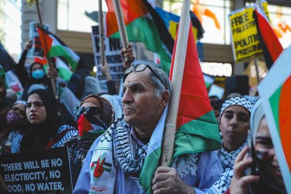 Palestijnen Protesteren Van Times Square Tot Israëlisch Consulaat Oktober 2023 — Stockfoto