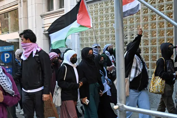 Manifestants Partisans Palestiniens Protestant Contre Occupation Des Terres Palestiniennes Par — Photo
