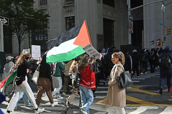 Manifestants Partisans Palestiniens Protestant Contre Occupation Des Terres Palestiniennes Par — Photo