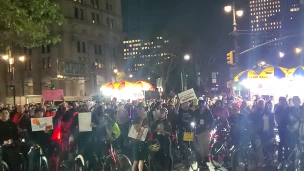 Enough More Cyclist Deaths Rally City Hall New York Usa — Stock Video