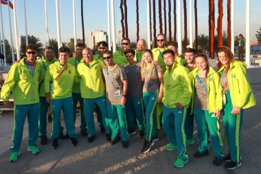 SANTIAGO (ŞİLYE) - Brezilya heyetinden atletler, 2023 Pan Amerikan Oyunları 'na katılacak olan ülkelerin temsilcileri için düzenlenen karşılama töreninde