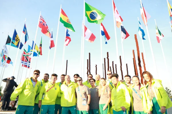 Santiago Chile Athletes Brazilian Delegation Welcoming Ceremony Delegations Countries Participate — Stock Photo, Image