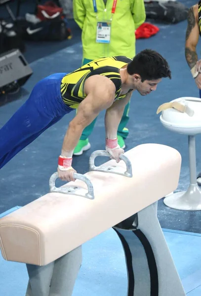 Athlètes Brésiliens Pendant Séance Entraînement Gratuit Gymnastique Artistique Octobre 2023 — Photo