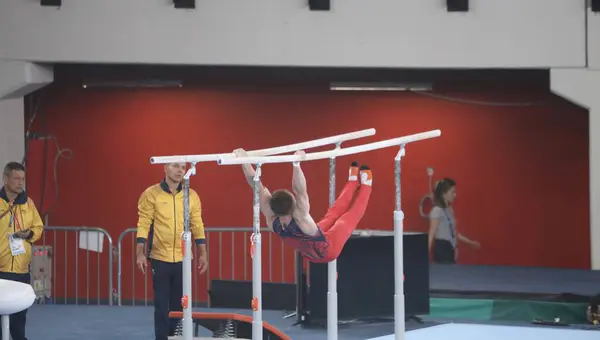 Athlètes Pendant Séance Entraînement Gratuit Gymnastique Artistique Octobre 2023 Santiago — Photo