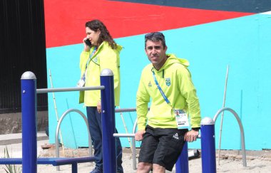 Panamerikan Villa Basın Turu. 19 Ekim 2023, Santiago, Şili: 20 Ekim - 5 Kasım tarihleri arasında Şili 'nin Santiago kentinde düzenlenen 2023 Pan Amerikan Oyunları resmi açılışından önce Panamerika Villa Press Tour