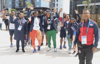 Panamerikan Villa Basın Turu. 19 Ekim 2023, Santiago, Şili: 20 Ekim - 5 Kasım tarihleri arasında Şili 'nin Santiago kentinde düzenlenen 2023 Pan Amerikan Oyunları resmi açılışından önce Panamerika Villa Press Tour