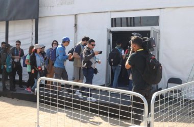 Panamerikan Villa Basın Turu. 19 Ekim 2023, Santiago, Şili: 20 Ekim - 5 Kasım tarihleri arasında Şili 'nin Santiago kentinde düzenlenen 2023 Pan Amerikan Oyunları resmi açılışından önce Panamerika Villa Press Tour