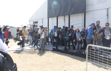 Panamerikan Villa Basın Turu. 19 Ekim 2023, Santiago, Şili: 20 Ekim - 5 Kasım tarihleri arasında Şili 'nin Santiago kentinde düzenlenen 2023 Pan Amerikan Oyunları resmi açılışından önce Panamerika Villa Press Tour