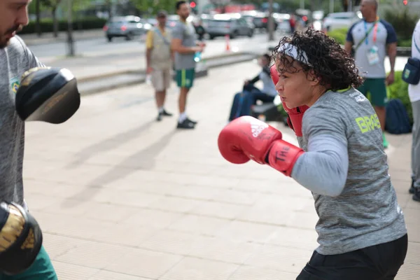 Santiago Chile 2023 Boxerin Beatriz Ferreira Trainiert Diesem Donnerstag Oktober — Stockfoto