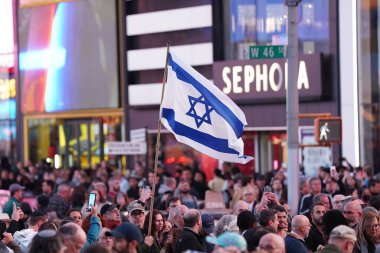 Israeli American Council Rally in Times Square. October 19, 2023, Times Square, New York, USA: The Israeli American Council Rally held in Times Square, Manhattan, This gathering was held to express their grievances to all.