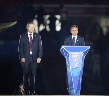 Santiago 'daki 2023 Pan Amerikan Oyunları açılış seremonisi. 20 Ekim 2023, Santiago, Şili: 20 Ekim - 5 Kasım tarihleri arasında Santiago 'da düzenlenen 2023 Pan Amerikan Oyunlarının açılış töreni 