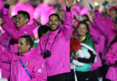 Santiago 'daki 2023 Pan Amerikan Oyunları açılış seremonisi. 20 Ekim 2023, Santiago, Şili: 20 Ekim - 5 Kasım tarihleri arasında Santiago 'da düzenlenen 2023 Pan Amerikan Oyunlarının açılış töreni 