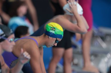 Santiago (CHL), 10 / 20 / 2023 - SwIMMING / 4X100 FREE / WOMEN / GAMES / PAN AMERICAN / CHILE - Kadınlar yüzme takımı finallere 3: 42.27 dakika, Santiago, Şili 'deki Ulusal Stadyum' daki su merkezinde düzenlenen elemelerde en iyi zamanı elde etti..