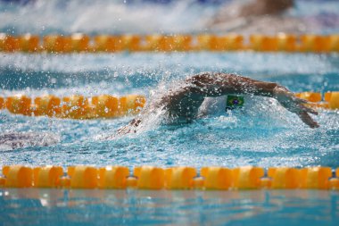 Santiago (CHL), 10 / 21 / 2023 - Yüzme / 400M FREEDOM / MEN / GAMES / PAN AMERİKAN / ŞİLİ - Erkekler 400 metre Serbest Yüzme Finali. Brezilya Milli Takım Sporcusu Guilherme Costa, yeni Pan Amerikan rekorunu 3: 46.79 'da kırdı ve altın madalya kazandı..