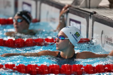 Santiago (CHL), 10 / 21 / 2023 - SwIMMING - Kanada altını, ABD gümüşü ve Brezilya Bronzu ile bayanlar 4x100 metre serbest stilinin finali, Şili 'nin Santiago kentindeki Ulusal Stadyum' da Pan Amerika 'nın