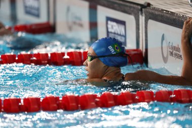 Santiago (CHL), 10 / 21 / 2023 - SwIMMING - Kanada altını, ABD gümüşü ve Brezilya Bronzu ile bayanlar 4x100 metre serbest stilinin finali, Şili 'nin Santiago kentindeki Ulusal Stadyum' da Pan Amerika 'nın