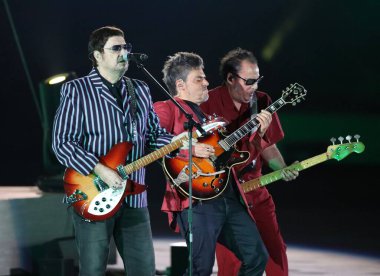 Sebastian Yatra, Santiago 'da düzenlenen 2023 Pan Amerikan Oyunlarının açılış seremonisinde performans sergiliyor. 20 Ekim 2023, Santiago, Şili: Sebastian Yatra ve diğer müzik grupları 2023 Pan American Game 'in açılış seremonisi sırasında konser verdiler.