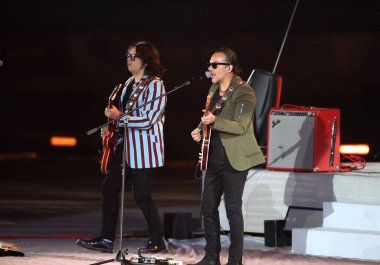 Sebastian Yatra, Santiago 'da düzenlenen 2023 Pan Amerikan Oyunlarının açılış seremonisinde performans sergiliyor. 20 Ekim 2023, Santiago, Şili: Sebastian Yatra ve diğer müzik grupları 2023 Pan American Game 'in açılış seremonisi sırasında konser verdiler.