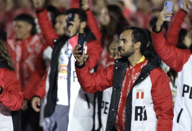 Santiago 'daki 2023 Pan Amerikan Oyunları açılış seremonisi. 20 Ekim 2023, Santiago, Şili: 20 Ekim - 5 Kasım tarihleri arasında Santiago 'da düzenlenen 2023 Pan Amerikan Oyunlarının açılış töreni 