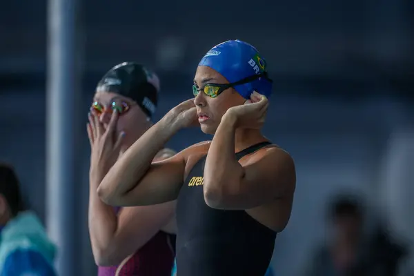 Santiago Chl 2023 Swimming Final Women 4X100M Freestyle Med Kanada — Stockfoto