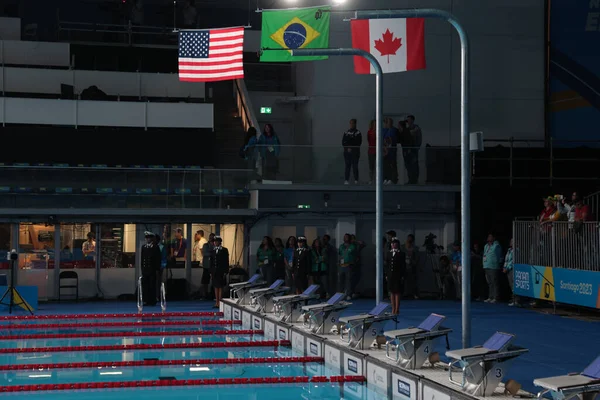 Santiago Chl 2023 Swimming Final Women 4X100M Freestyle Med Kanada — Stockfoto