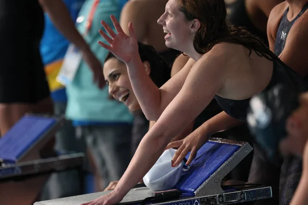 Santiago Chl 2023 Nadando Final Del Freestyle Femenino 4X100M Con —  Fotos de Stock