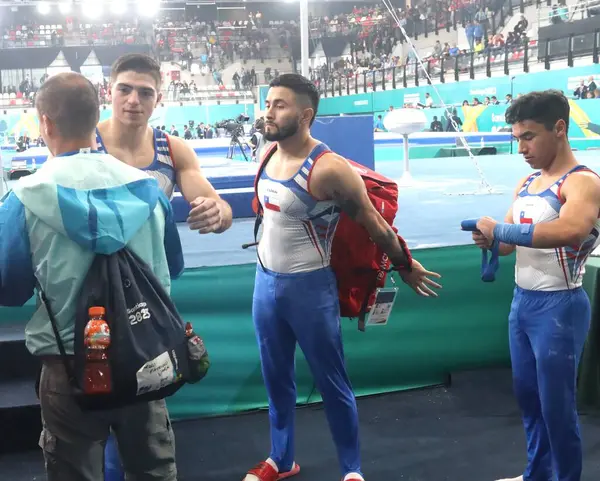 Santiago Χιλή 2023 Τελικός Καλλιτεχνικής Γυμναστικής Ανδρών Μεταξύ Καναδά Αργεντινής — Φωτογραφία Αρχείου