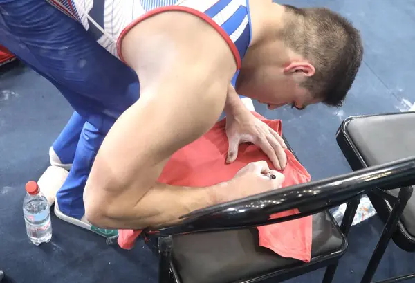 stock image SANTIAGO (Chile) 10/21/2023 - Men's Artistic Gymnastics Final between Canada, Argentina, Mexico, Chile, Puerto Rico, Brazil, Colombia, Cuba, USA and other countries, taking place in the center of gymnastics