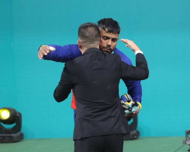 SANTIAGO (Şili), 10 / 22 / 2023 - Santiago 'daki Chimkowe Spor Salonu' nda düzenlenen 2023 Pan Amerikan Oyunları sırasında Erkekler Halter 89kG. 