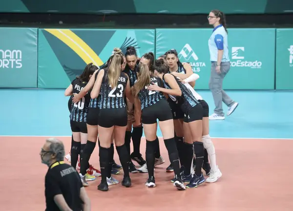 Santiago Chili 2023 Vrouwenvolleybalwedstrijd Tussen Brazilië Argentinië Higgins Park Arena — Stockfoto