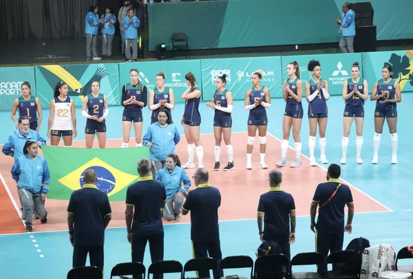 Santiago Chili 2023 Vrouwenvolleybalwedstrijd Tussen Brazilië Argentinië Higgins Park Arena — Stockfoto