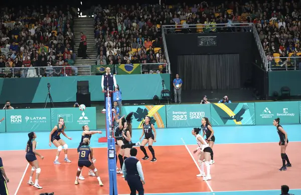 Santiago Chile 2023 Frauen Volleyballspiel Zwischen Brasilien Und Argentinien Der — Stockfoto