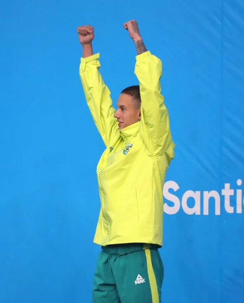 Santiago Chile 2023 Medal Ceremony Men 100M Freestyle Won Brazilian — Stock Photo, Image