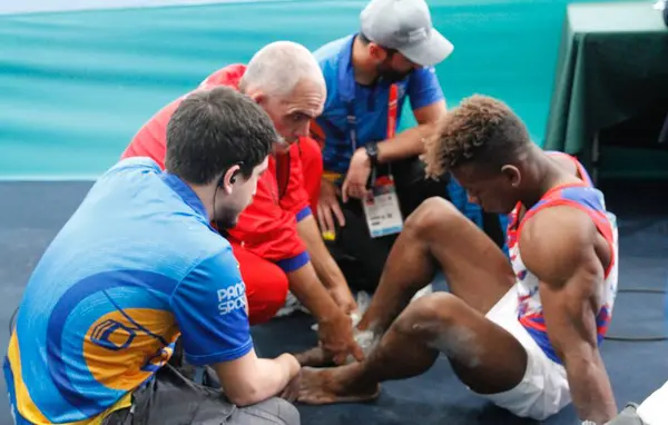 Santiago Chile 2023 Cuban Gymnast Pozo Number 121 Injured Men — Stock Photo, Image
